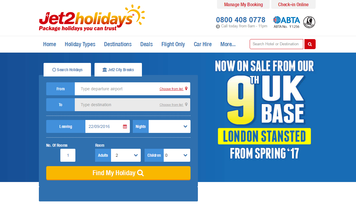 and JET2HOLIDAYS Land at London Stansted Airport Affiliate